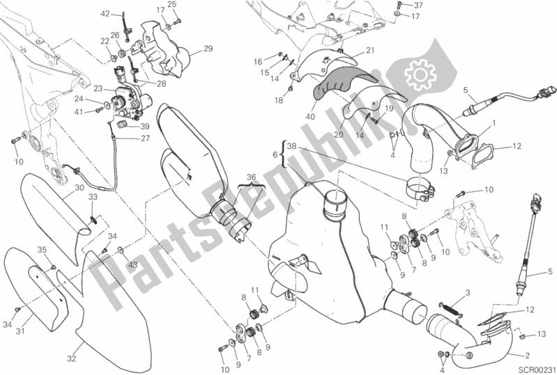 All parts for the Exhaust System of the Ducati Multistrada 1200 S Thailand 2016
